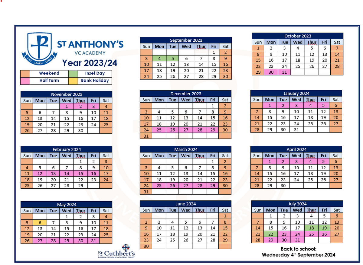 St Anthonys Academy Term Dates 2324